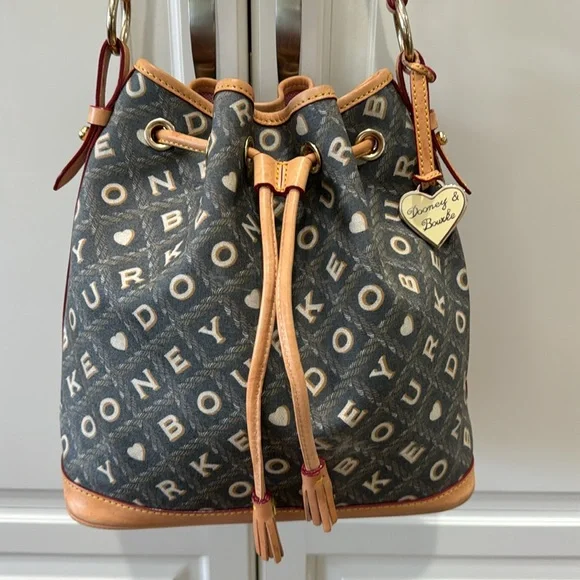 Dooney & Bourke Crossword Cesto Drawstring Shoulder Bag And Coin Purse - Picture 3 of 16